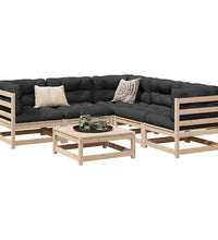 6-tlg. Garten-Sofagarnitur mit Kissen Massivholz Kiefer
