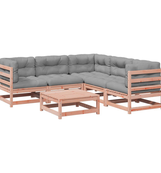 6-tlg. Garten-Sofagarnitur mit Kissen Massivholz Douglasie