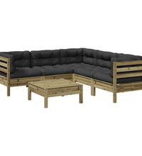 6-tlg. Garten-Sofagarnitur mit Kissen Kiefernholz Imprägniert