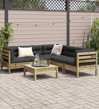 6-tlg. Garten-Sofagarnitur mit Kissen Kiefernholz Imprägniert