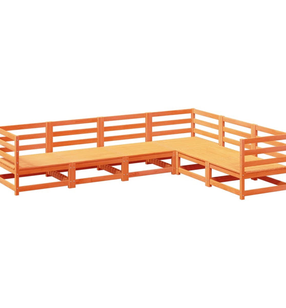 6-tlg. Garten-Sofagarnitur Wachsbraun Massivholz Kiefer