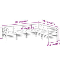 6-tlg. Garten-Sofagarnitur mit Kissen Wachsbraun Kiefernholz