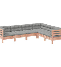 6-tlg. Garten-Sofagarnitur mit Kissen Massivholz Douglasie