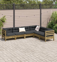 6-tlg. Garten-Sofagarnitur mit Kissen Kiefernholz Imprägniert