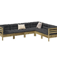 6-tlg. Garten-Sofagarnitur mit Kissen Kiefernholz Imprägniert