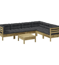 7-tlg. Garten-Sofagarnitur mit Kissen Kiefernholz Imprägniert