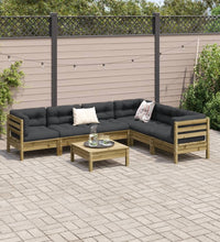 7-tlg. Garten-Sofagarnitur mit Kissen Kiefernholz Imprägniert