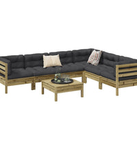 7-tlg. Garten-Sofagarnitur mit Kissen Kiefernholz Imprägniert