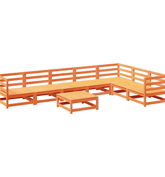 8-tlg. Garten-Sofagarnitur Wachsbraun Massivholz Kiefer