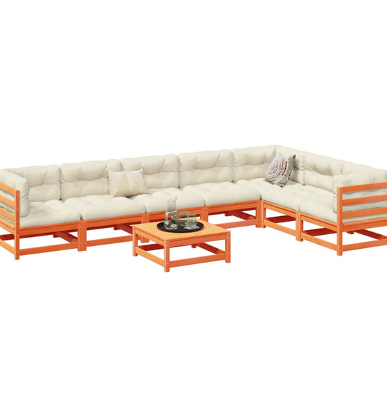 8-tlg. Garten-Sofagarnitur Wachsbraun Massivholz Kiefer