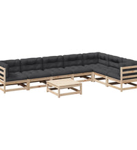 8-tlg. Garten-Sofagarnitur mit Kissen Massivholz Kiefer