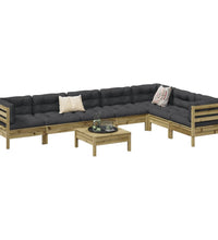 8-tlg. Garten-Sofagarnitur mit Kissen Kiefernholz Imprägniert