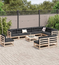 11-tlg. Garten-Sofagarnitur Massivholz Kiefer