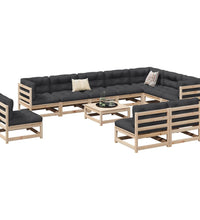 11-tlg. Garten-Sofagarnitur Massivholz Kiefer