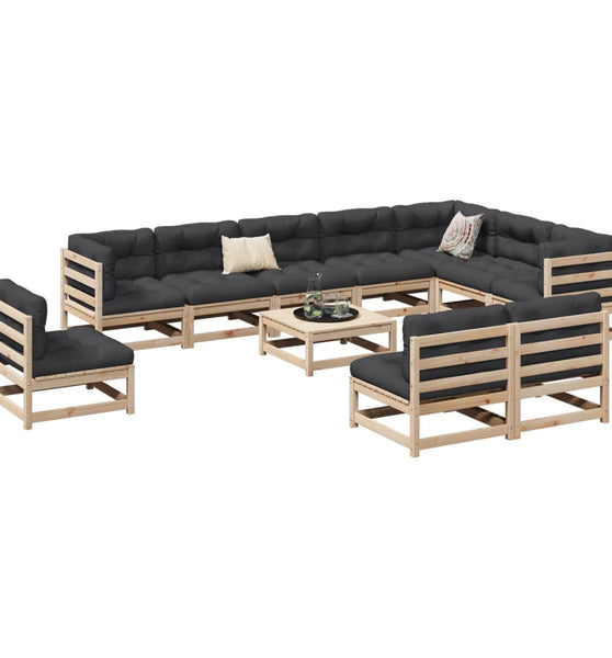 11-tlg. Garten-Sofagarnitur Massivholz Kiefer