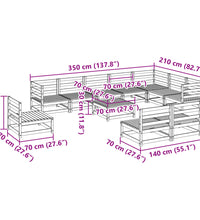 11-tlg. Garten-Sofagarnitur Kiefernholz Imprägniert