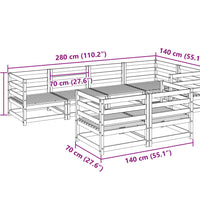 7-tlg. Garten-Sofagarnitur Massivholz Kiefer