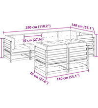 7-tlg. Garten-Sofagarnitur mit Kissen Massivholz Douglasie