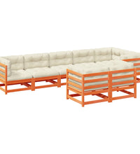 8-tlg. Garten-Sofagarnitur mit Kissen Wachsbraun Kiefernholz