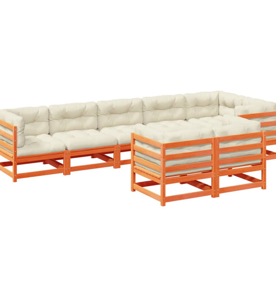 8-tlg. Garten-Sofagarnitur mit Kissen Wachsbraun Kiefernholz