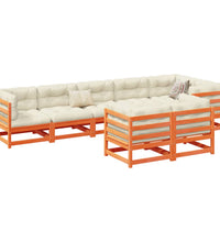 8-tlg. Garten-Sofagarnitur mit Kissen Wachsbraun Kiefernholz
