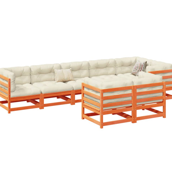 8-tlg. Garten-Sofagarnitur mit Kissen Wachsbraun Kiefernholz