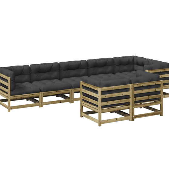 8-tlg. Garten-Sofagarnitur mit Kissen Kiefernholz Imprägniert