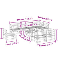 9-tlg. Garten-Sofagarnitur Massivholz Douglasie
