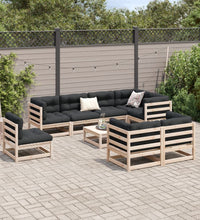 9-tlg. Garten-Sofagarnitur mit Kissen Massivholz Kiefer