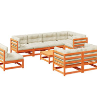 9-tlg. Garten-Sofagarnitur mit Kissen Wachsbraun Kiefernholz
