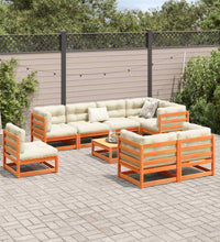 9-tlg. Garten-Sofagarnitur mit Kissen Wachsbraun Kiefernholz