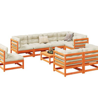 9-tlg. Garten-Sofagarnitur mit Kissen Wachsbraun Kiefernholz