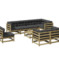 9-tlg. Garten-Sofagarnitur mit Kissen Kiefernholz Imprägniert