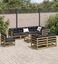 9-tlg. Garten-Sofagarnitur mit Kissen Kiefernholz Imprägniert