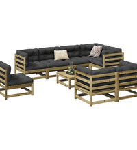 9-tlg. Garten-Sofagarnitur mit Kissen Kiefernholz Imprägniert