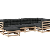 6-tlg. Garten-Sofagarnitur mit Kissen Massivholz Kiefer