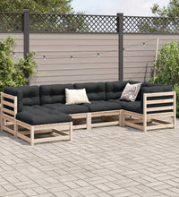 6-tlg. Garten-Sofagarnitur mit Kissen Massivholz Kiefer