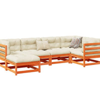 6-tlg. Garten-Sofagarnitur mit Kissen Wachsbraun Kiefernholz