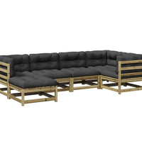 6-tlg. Garten-Sofagarnitur mit Kissen Kiefernholz Imprägniert