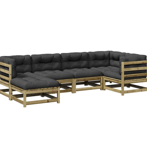 6-tlg. Garten-Sofagarnitur mit Kissen Kiefernholz Imprägniert