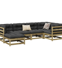 6-tlg. Garten-Sofagarnitur mit Kissen Kiefernholz Imprägniert