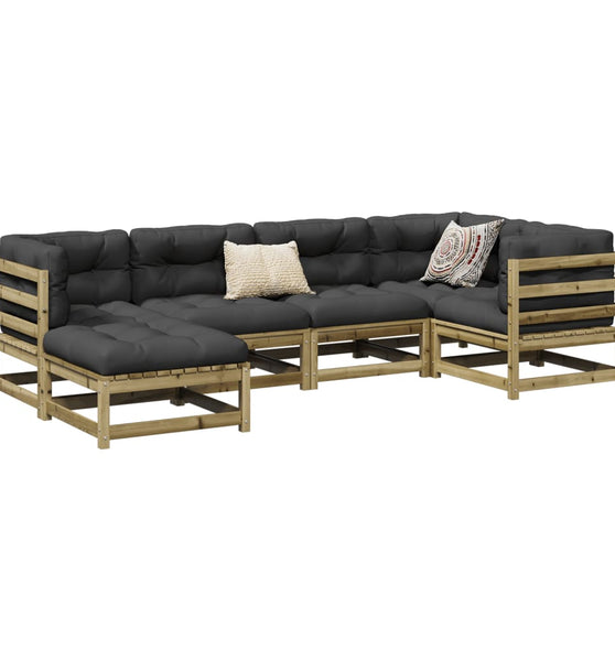 6-tlg. Garten-Sofagarnitur mit Kissen Kiefernholz Imprägniert