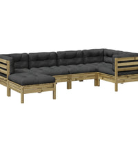 6-tlg. Garten-Sofagarnitur mit Kissen Kiefernholz Imprägniert