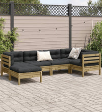 6-tlg. Garten-Sofagarnitur mit Kissen Kiefernholz Imprägniert