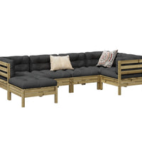 6-tlg. Garten-Sofagarnitur mit Kissen Kiefernholz Imprägniert
