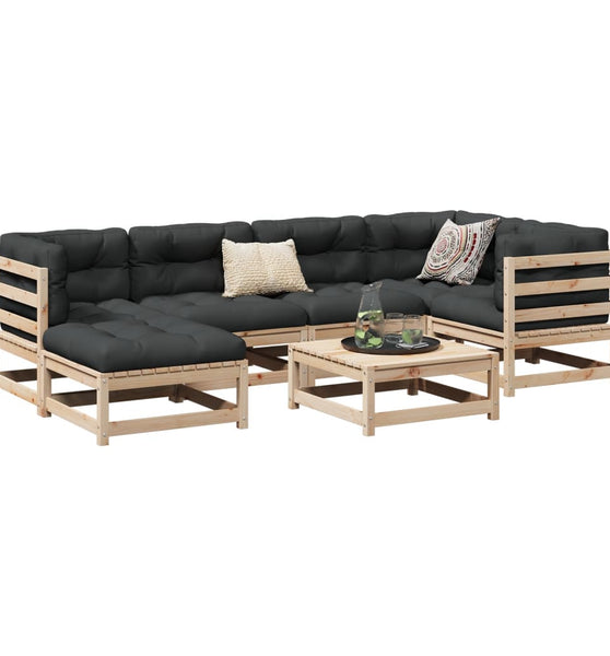 7-tlg. Garten-Sofagarnitur Massivholz Kiefer