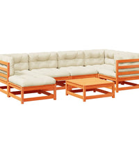 7-tlg. Garten-Sofagarnitur mit Kissen Wachsbraun Kiefernholz