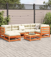 7-tlg. Garten-Sofagarnitur mit Kissen Wachsbraun Kiefernholz