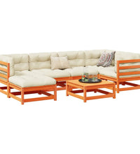 7-tlg. Garten-Sofagarnitur mit Kissen Wachsbraun Kiefernholz