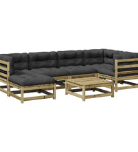 7-tlg. Garten-Sofagarnitur mit Kissen Kiefernholz Imprägniert